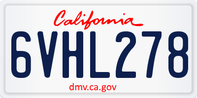 CA license plate 6VHL278