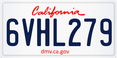CA license plate 6VHL279