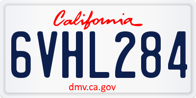 CA license plate 6VHL284