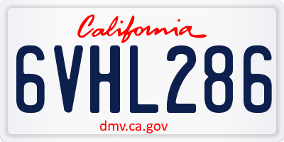 CA license plate 6VHL286