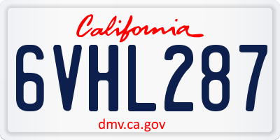 CA license plate 6VHL287