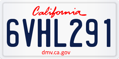 CA license plate 6VHL291
