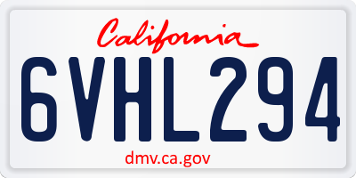 CA license plate 6VHL294