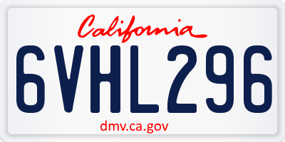 CA license plate 6VHL296