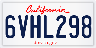 CA license plate 6VHL298