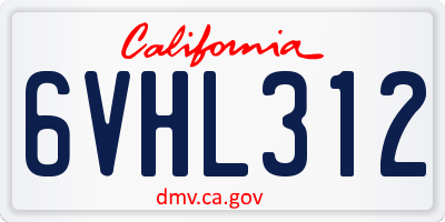 CA license plate 6VHL312