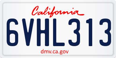 CA license plate 6VHL313