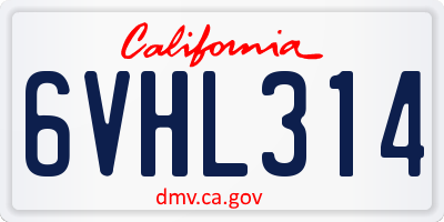 CA license plate 6VHL314