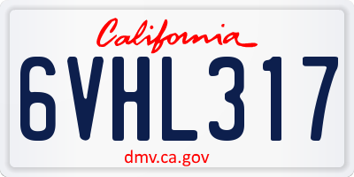 CA license plate 6VHL317