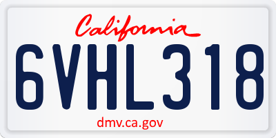 CA license plate 6VHL318