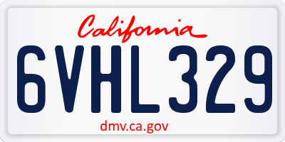 CA license plate 6VHL329