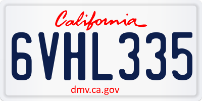 CA license plate 6VHL335