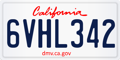 CA license plate 6VHL342
