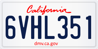 CA license plate 6VHL351
