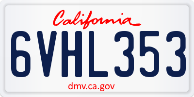 CA license plate 6VHL353