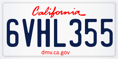 CA license plate 6VHL355