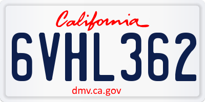 CA license plate 6VHL362