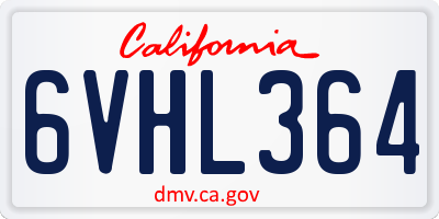 CA license plate 6VHL364
