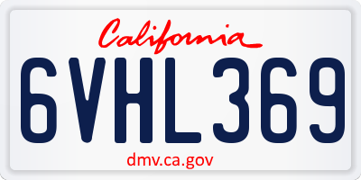 CA license plate 6VHL369