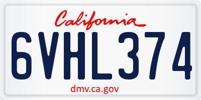 CA license plate 6VHL374