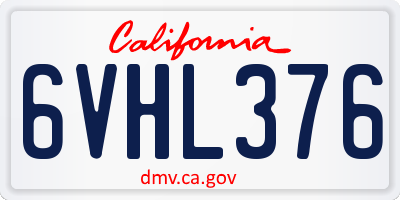 CA license plate 6VHL376