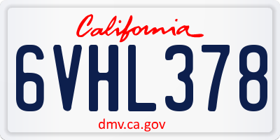 CA license plate 6VHL378