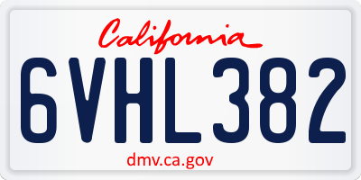 CA license plate 6VHL382