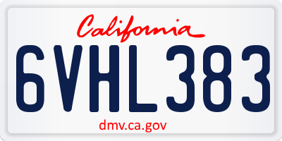 CA license plate 6VHL383