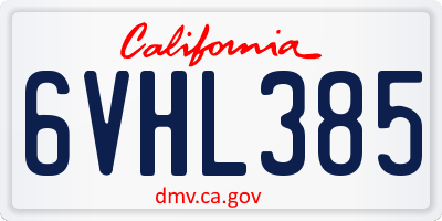 CA license plate 6VHL385