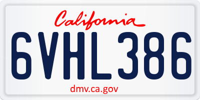 CA license plate 6VHL386