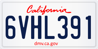 CA license plate 6VHL391