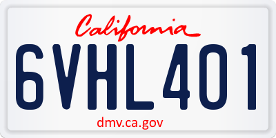 CA license plate 6VHL401