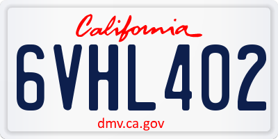 CA license plate 6VHL402