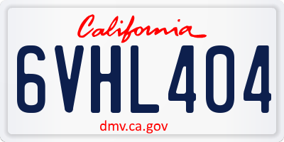 CA license plate 6VHL404