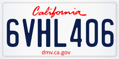 CA license plate 6VHL406