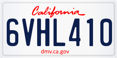 CA license plate 6VHL410