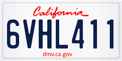 CA license plate 6VHL411