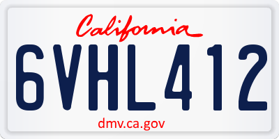 CA license plate 6VHL412