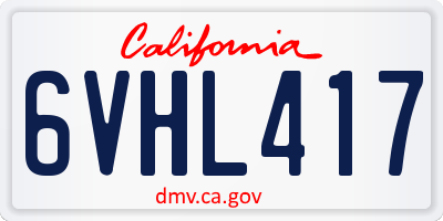 CA license plate 6VHL417