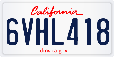 CA license plate 6VHL418