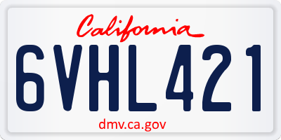 CA license plate 6VHL421