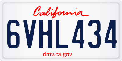 CA license plate 6VHL434