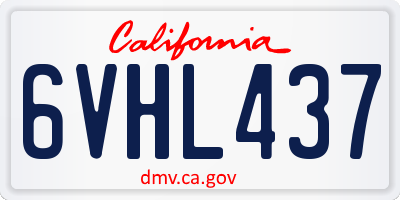 CA license plate 6VHL437