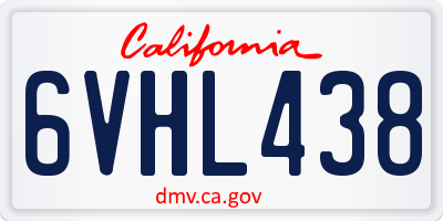 CA license plate 6VHL438