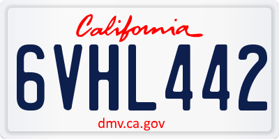 CA license plate 6VHL442