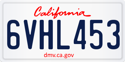 CA license plate 6VHL453