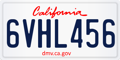 CA license plate 6VHL456
