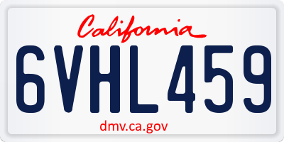 CA license plate 6VHL459