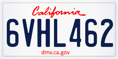 CA license plate 6VHL462