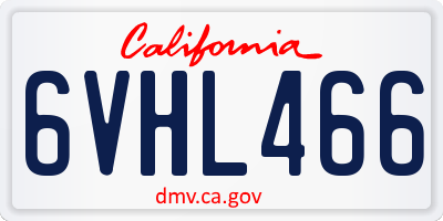 CA license plate 6VHL466